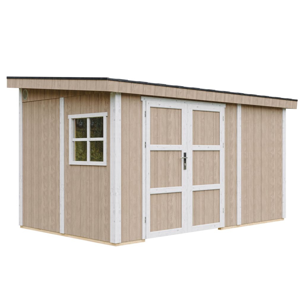 Gartenhaus 8,68 m² - H231x248x412 cm - Ohne Boden und Seitenwand – Timbela M939B-TERRA BROWN