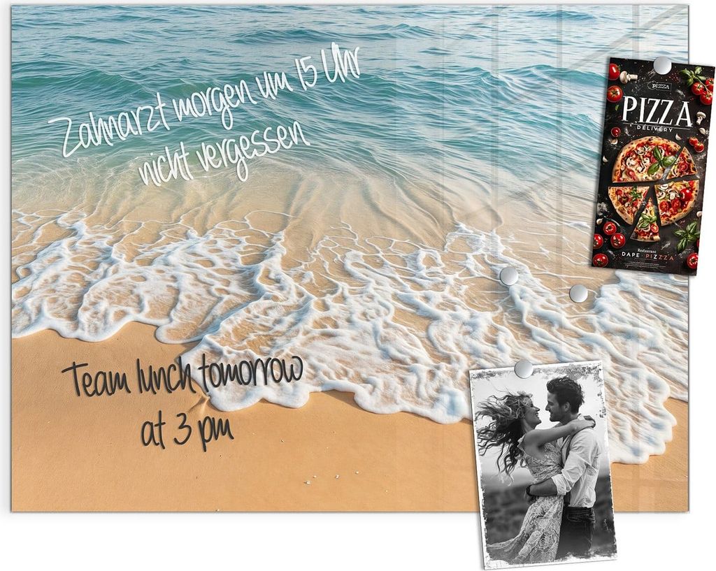 Magnettafel 120x90cm Pinnwand Whiteboard beschreibbar - Wellen am Strand