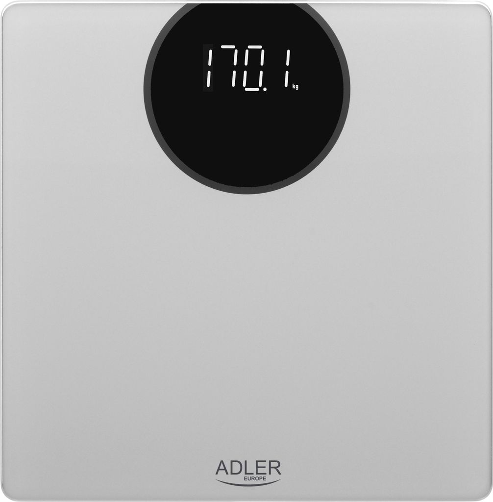 Adler AD 8175, Elektronische Personenwaage, 180 kg, 100 g, Silber, kg, lb, Quadratisch