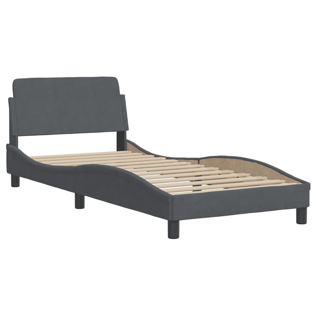 Bettgestell "Dover" Dunkelgrau 90x190 cm Samt Produktbild 