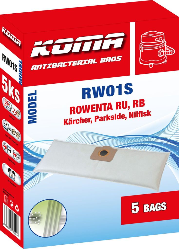 5x bolsas de aspiradora Prof. compatible con Rowenta RU 46 Prof