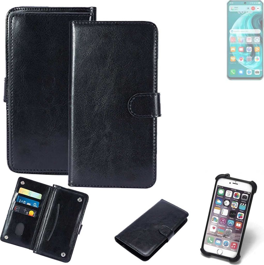 K-S-Trade 360° Hülle kompatibel mit Huawei Nova 12i schwarz Kunstleder Case BookCase WalletCase Kunstlederederhülle Handyhülle, Rundumschutz