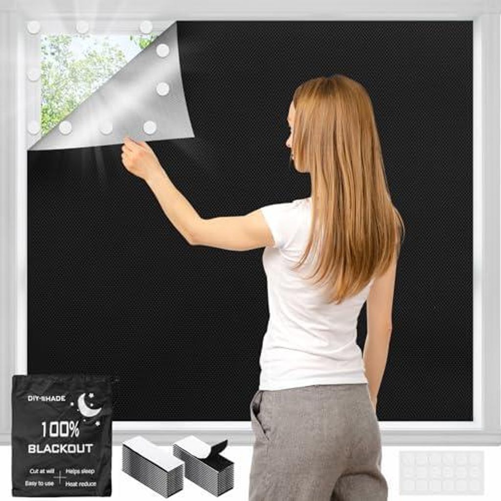 Verdunklungsrollo ohne Bohren, 400x146cm Fenster Verdunkelung Tragbare Reise Verdunkelungsrollo 420D Oxford, Verdunklungsstoff Abnehmbar Dachfenste...