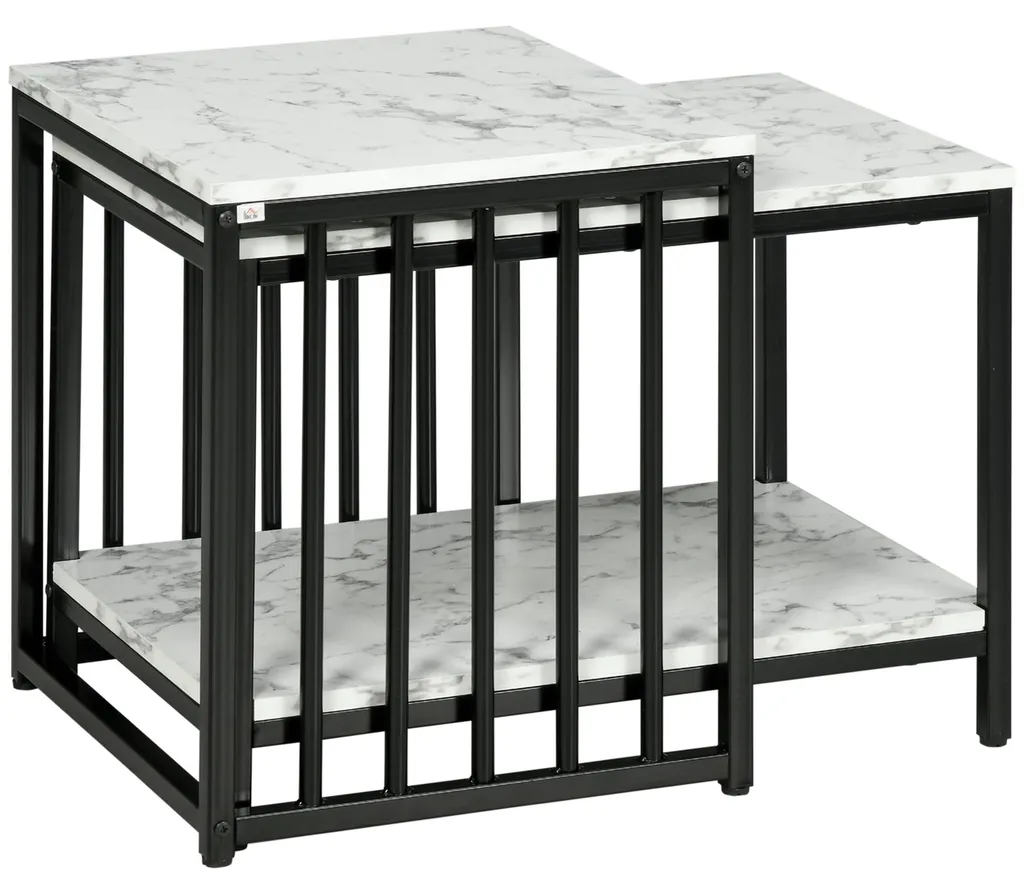 Tables gigognes pour petit salon : gain de place bois marbre métal noir