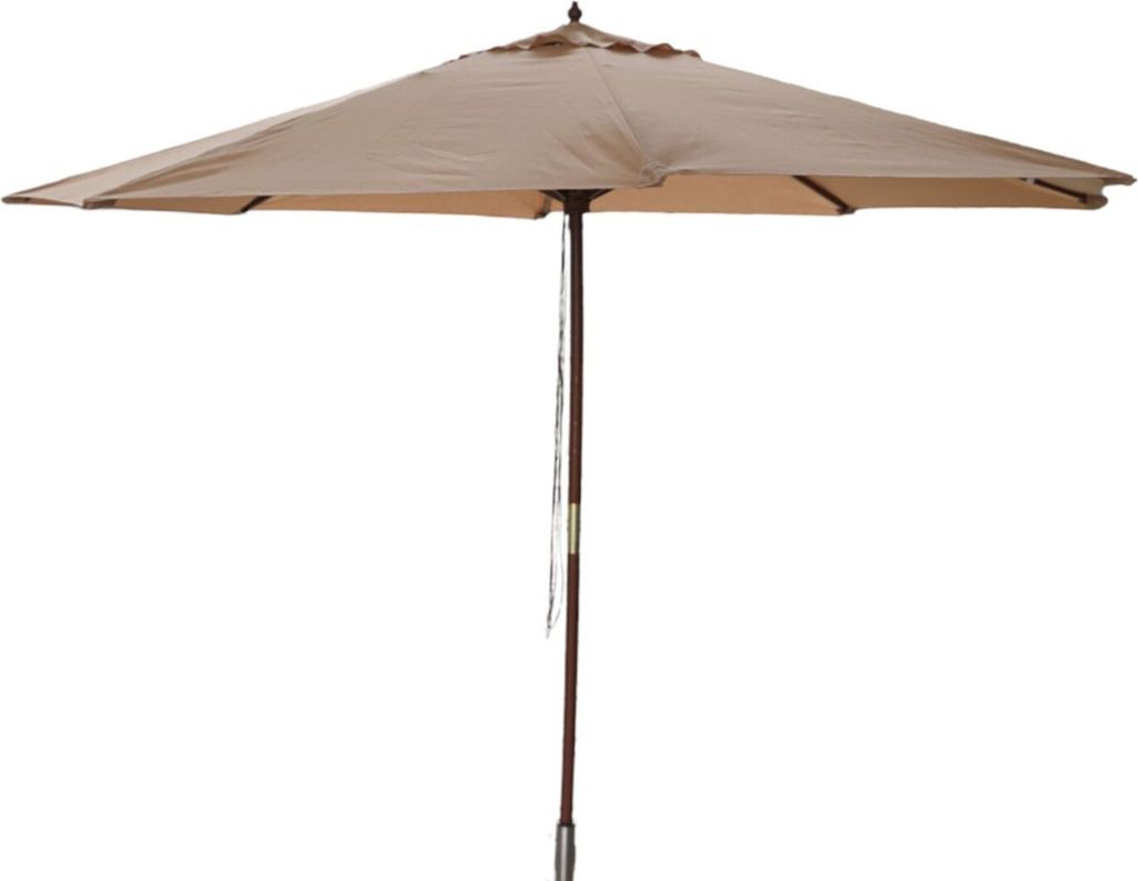 Holz-Sonnenschirm 3m beige Gartenschirm Terrassenschirm Marktschirm Sonnenschutz