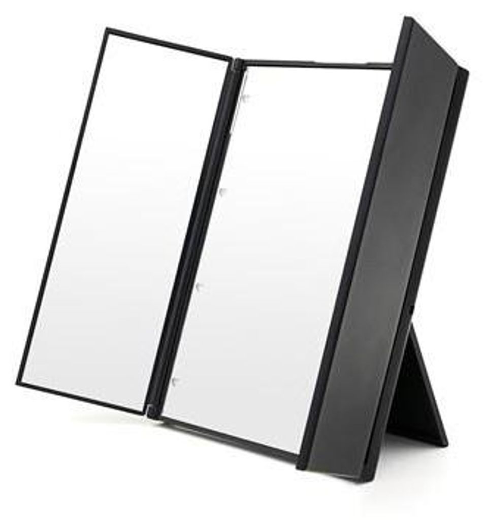 UNIQ LED Trifold Kosmetikspiegel Klappbarer Schminkspiegel mit LED Licht Schwarz