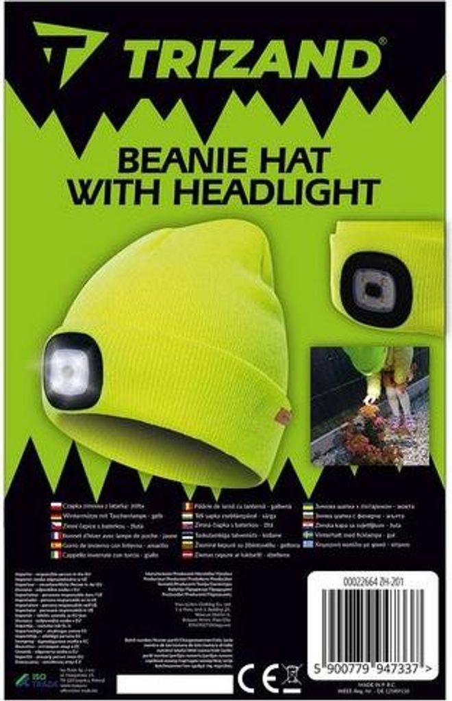 Wintermütze mit Taschenlampe - gelber Trizand 22664 Produktbild 