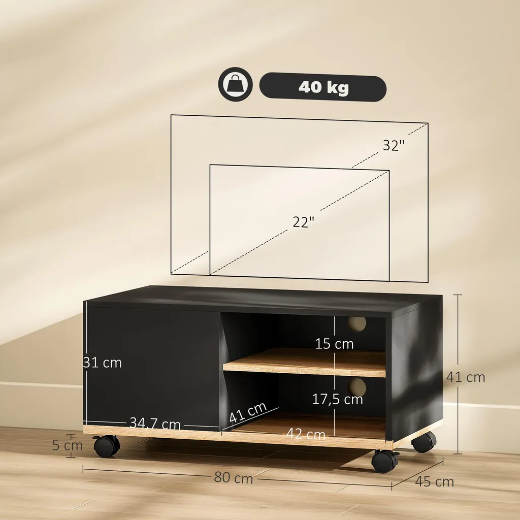 Meuble TV noir mobile design moderne avec étagères modulables - Flex 01 - 3