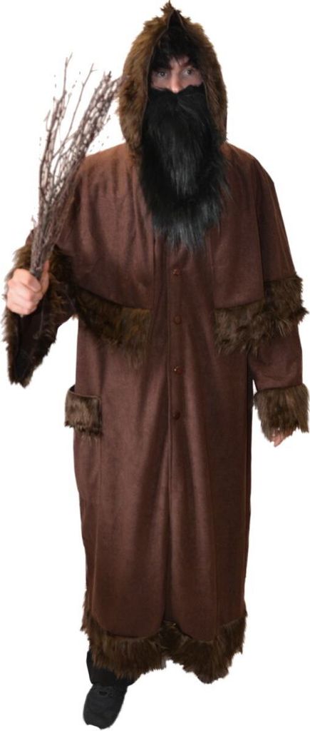 Knecht Ruprecht Kostüm für Herren Einheitsgröße 136 cm lang Mantel braun Krampus Mittelalter Fasching Karneval Mottoparty