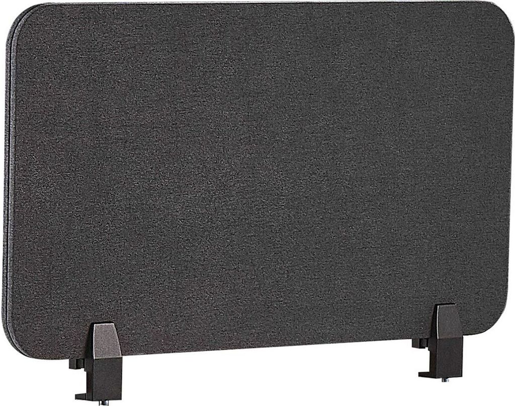 BELIANI Schreibtisch Trennwand Dunkelgrau Stoff PET Kunststoff 72 x 40 cm zum Aufstellen Klemmen Schallschutz Sichtschutz Pinnwand Büro Home Office