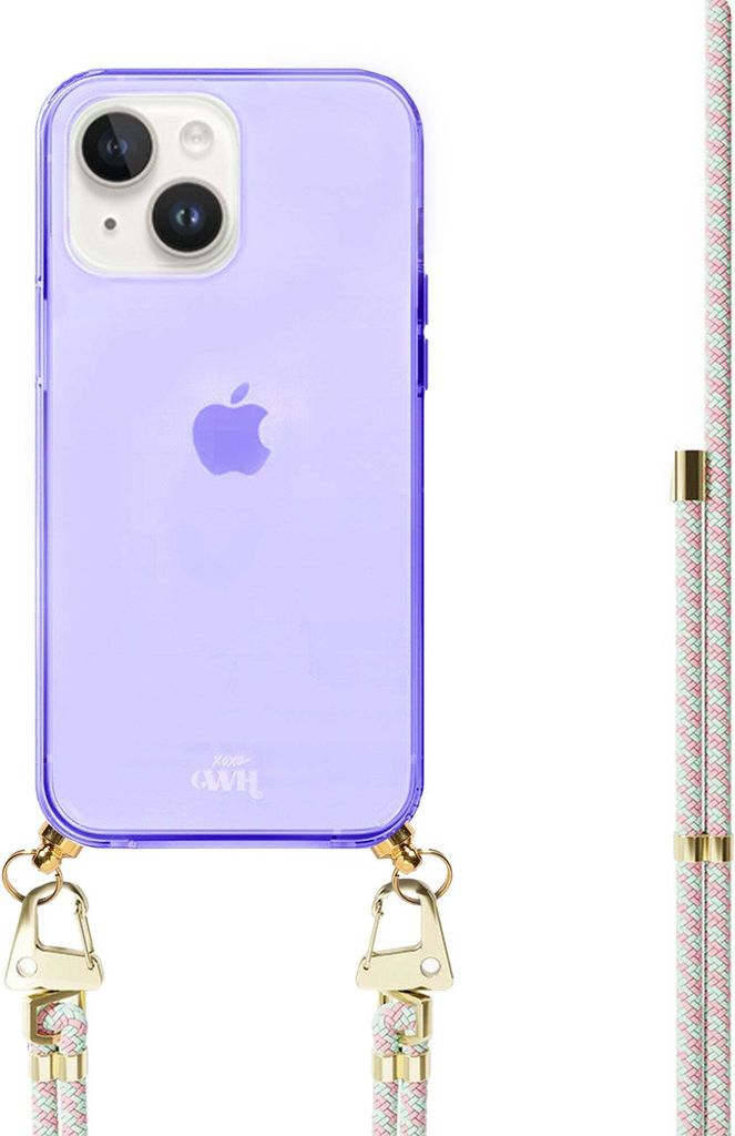 Aqua Pink Cord Hülle Purple - Kompatibel mit iPhone 15
