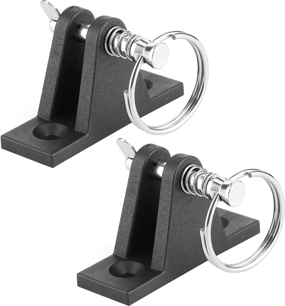 Pair Canopy Deck Hinge Boat Bimini Top Fitting W/Quick Release Pin Plastic and Steel Marine Parts