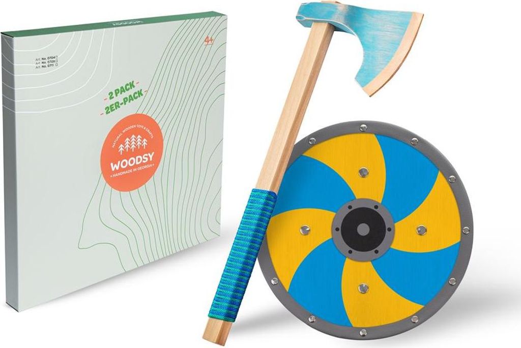Jouets en bois Woodsy Viking Hache et bouclier - Bois de Image du produit 