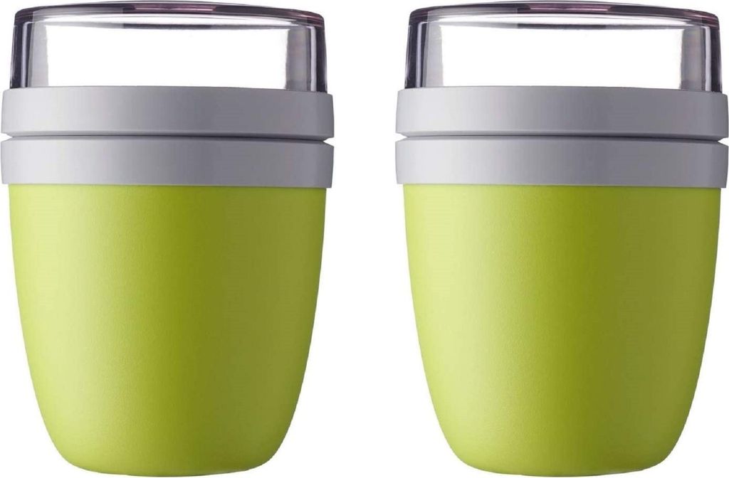 Mepal | Lunchpot Ellipse Mixed | Campus Red + Cool Grey | Müslibecher to go | Unterteilung für Joghurt & Müsli | 500 ml + 200 ml | Geeignet für...