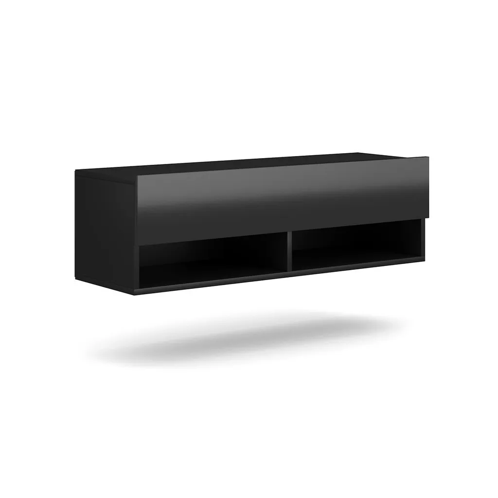 parete TV "Derby" con ripiani per TV, colore nero, 100 x 32,5 x 31,5 cm