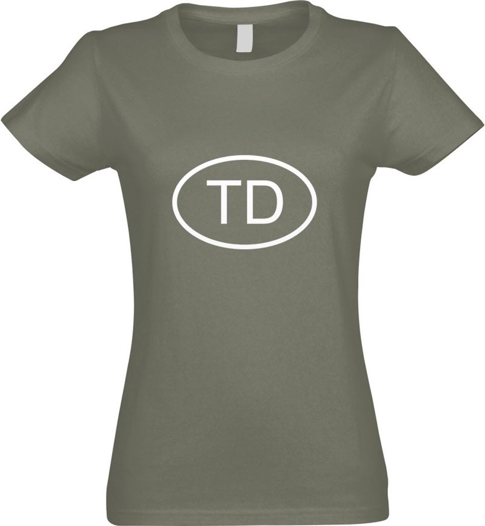 Kiwistar - T-Shirt tailliert - Damen - Olive - Tschad TD - mit Motiv Bedruckt - Funshirt Design - Sport - Freizeit - Damen - XXL