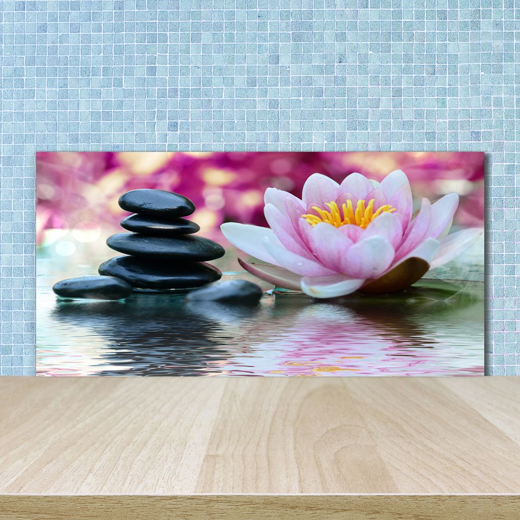 Tulup Küchenrückwand Spritzschutz aus Glas -100x50 -Spritzschutz auf gehärtetes GlasDeko Blumen & Pflanzen Seerose