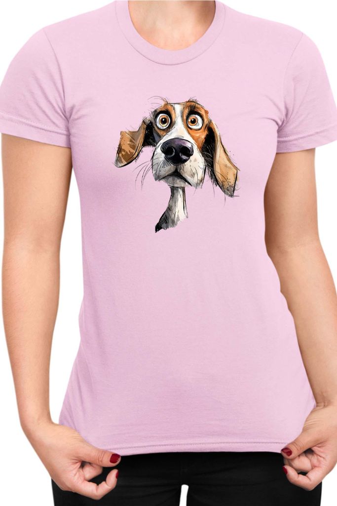 Damen T-Shirt Funny Dogs Breeds Beagle Dog Breed 020, Lady L / Hellrosa