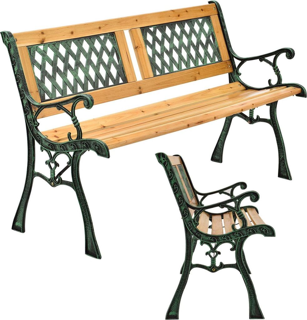 Juskys Gartenbank Sanremo – 2-Sitzer Holzbank mit Armlehnen Produktbild 