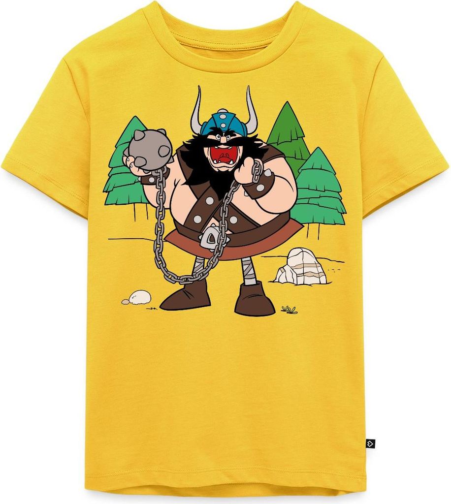 Spreadshirt Wickie Und Die Starken Männer Schrecklicher Sven Kinder Premium T-Shirt, 134/140 (8 Jahre), Sonnengelb