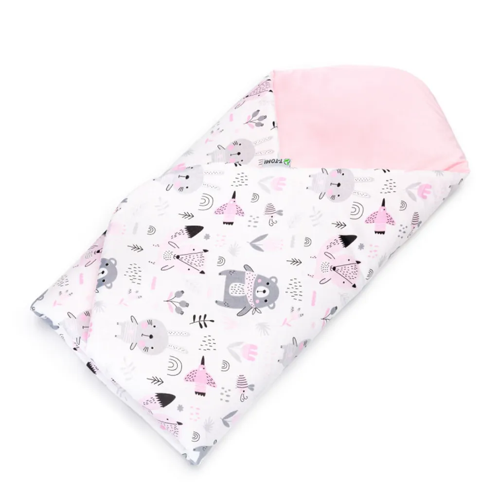 Nid d'ange VELVET oursons roses avec fermeture facile pour nouveau-né