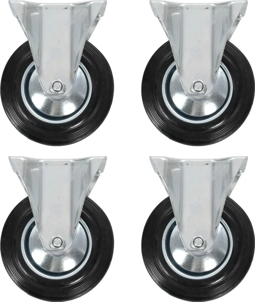 Lot de 4 roues fixes industrielles 160 mm pour chariot de transport