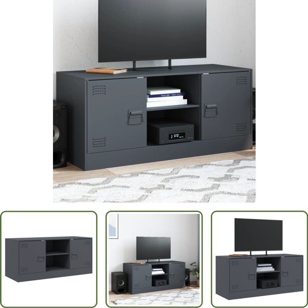 The Living Store TV-Schrank Anthrazit 99x39x44 cm Stahl