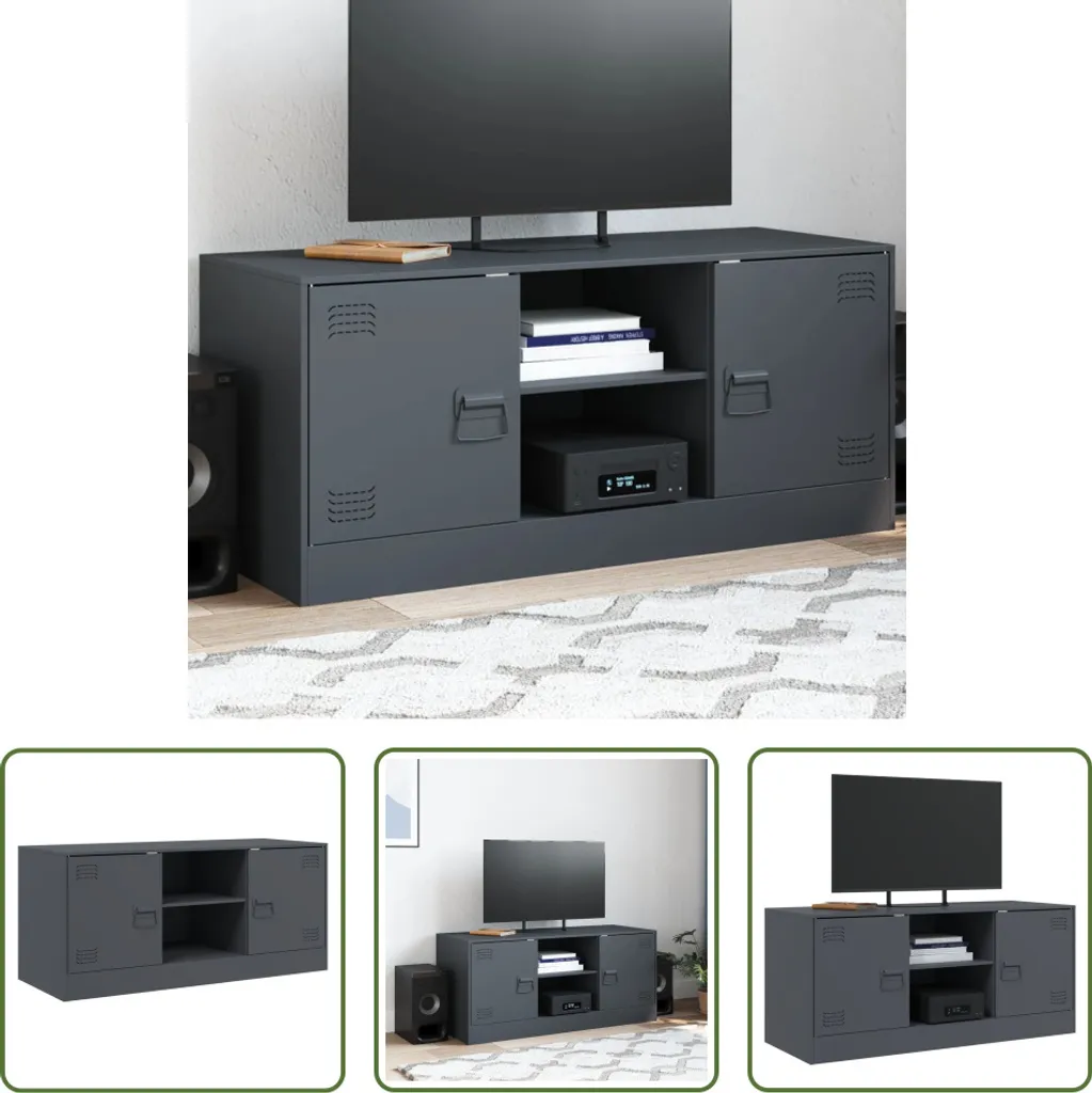 The Living Store Mobile TV antracite 99x39x44 cm in acciaio - 1