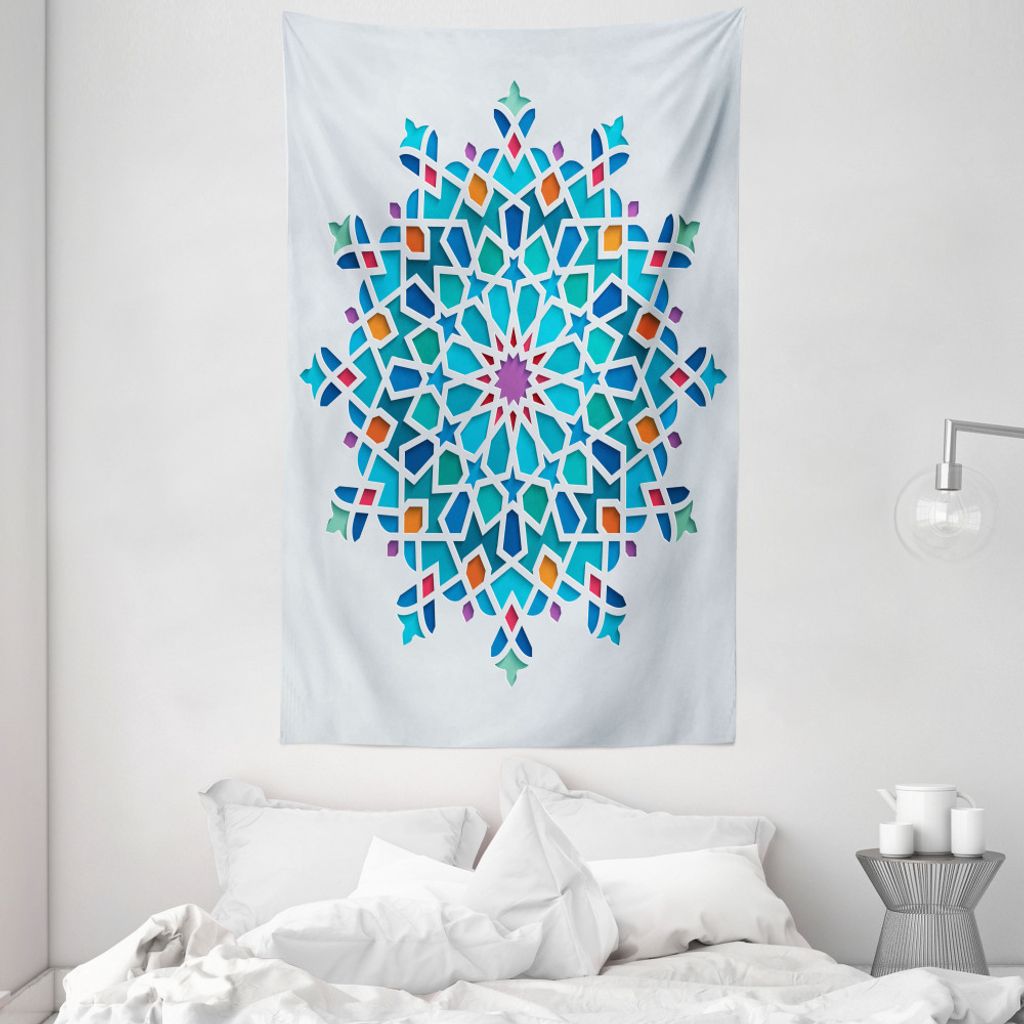 ABAKUHAUS Bunt Wandteppich und Tagesdecke, Damast aus Weiches Mikrofaser Stoff Waschbar ohne Verblassen Digitaldruck, 140 x 230 cm, Mehrfarbig