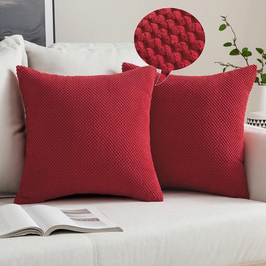 Set mit 2 Kissenbezügen 50x50cm Rot Strukturiert Dekorativ Weich