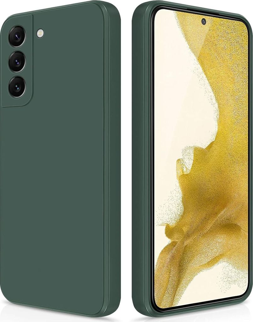 Silikon Hülle für Samsung Galaxy S22+ / S22 Plus 5G Flüssigsilikon Dünn Gel Gummi Matt Kratzfeste Schutzhülle Nachtgrün