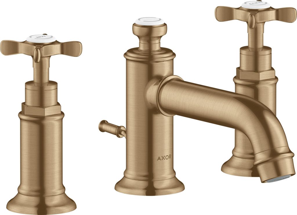 hansgrohe AXOR MONTREUX 3-Loch Waschtischarmatur 30, Zugstangen-Ablaufgarnitur, Ausladung 142mm, 16536140