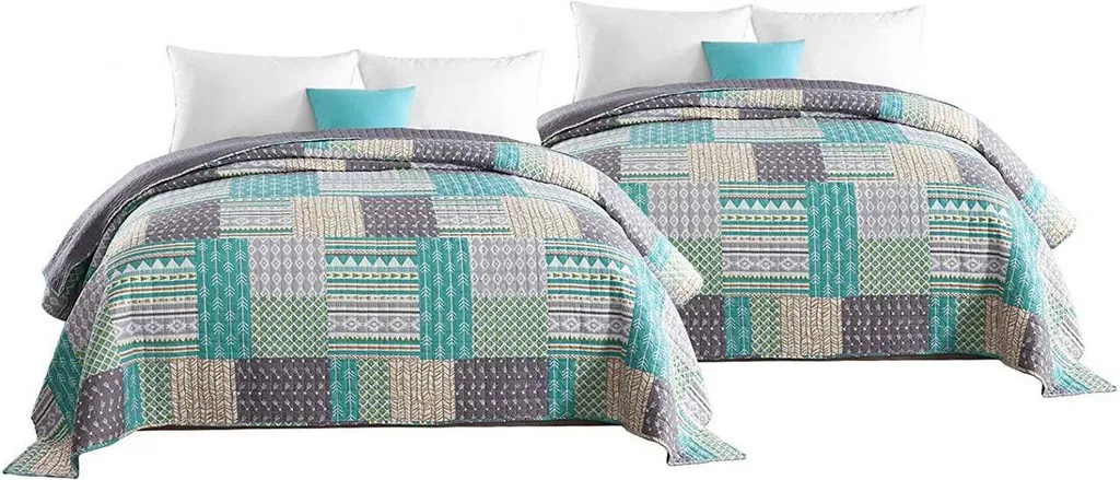 Couvre-lit patchwork Rootz résistant et lavable pour une chambre chic