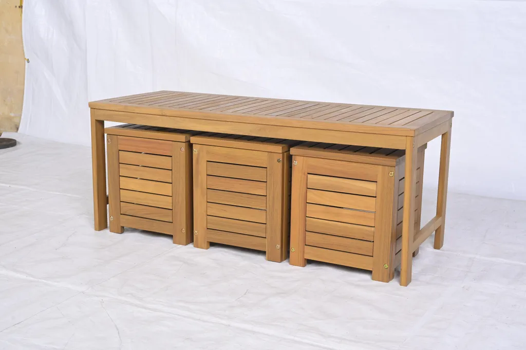 Banc de jardin 2 places avec rangement pour outils et coussins de patio