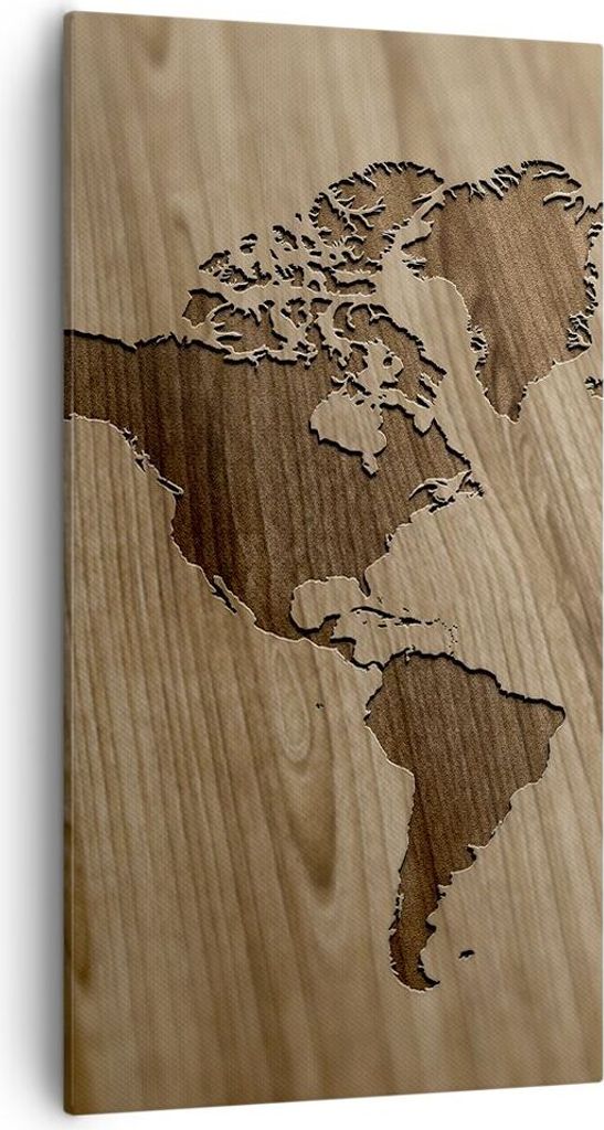 Bild auf Leinwand - Leinwandbild - Geographie Globus Karte - 55x100cm - Wand Bild - Wanddeko - Leinwanddruck - Bilder - Kunstdruck - Wanddekoration...
