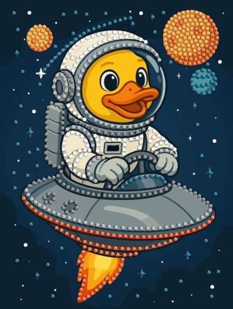 Diamantmosaik „Ente im Weltraum“ 15 x 20 cm