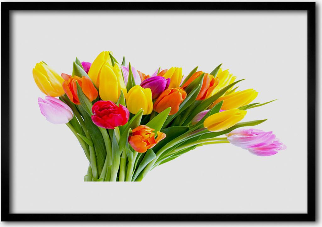 Bild 70x50 MDF-Rahmen Wandkunst Tulpen Blumen Pflanze