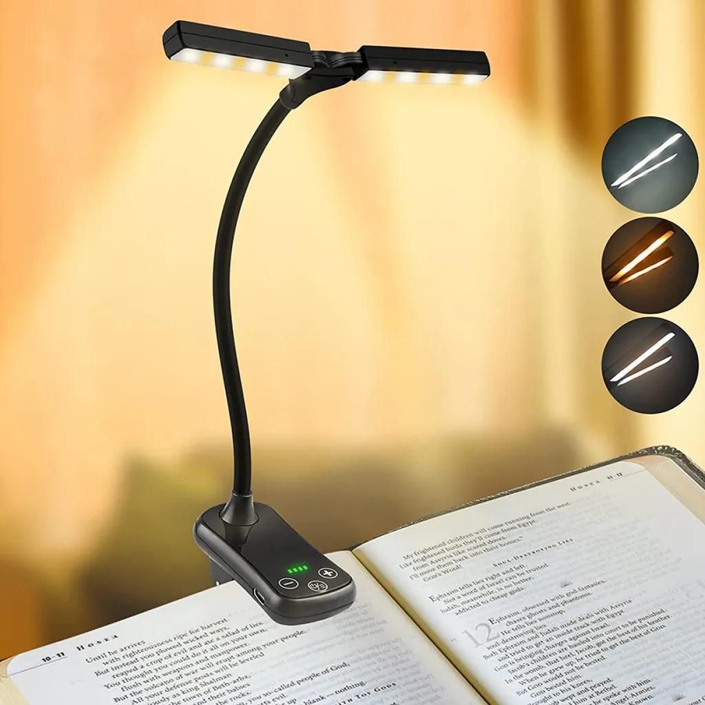 Leselampe Buch Klemme, USB Wiederaufladbare Klemmleuchte,Nachtlektüre