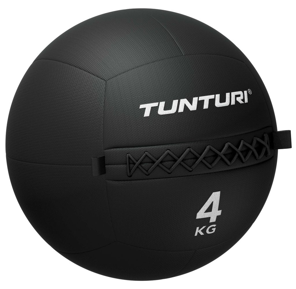 Tunturi Platinum Wall Ball – 4 kg – Schwarz – Inkl. e Fitness-App