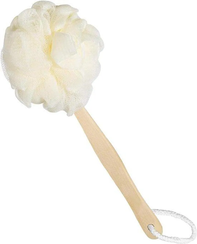 Brosse de douche ergonomique avec long manche pour le lavage du dos bleu