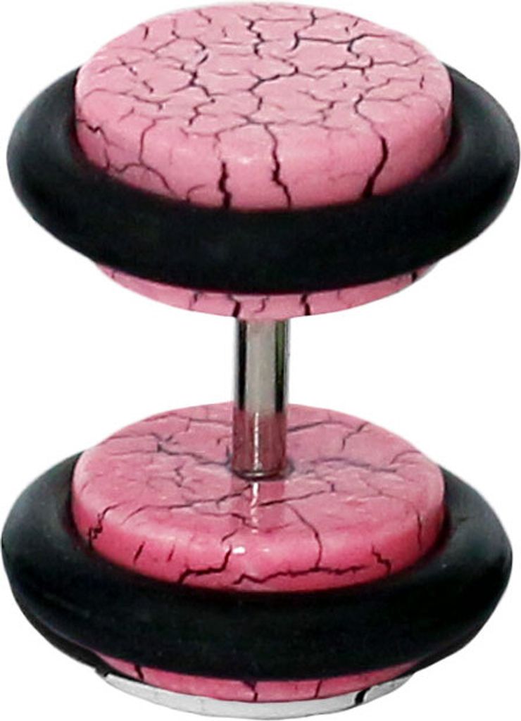 Fake Plug Ohrstecker in Acryl Reißlack Muster 8 mm Farbe - Pink