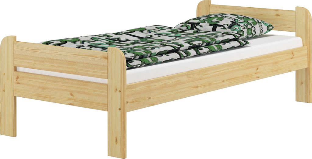 Bettrahmen Kieferbett natur 90x200 Einzelbett Massivholz-Bett Zubehör wählbar V-60.39-09ohne Zubehör