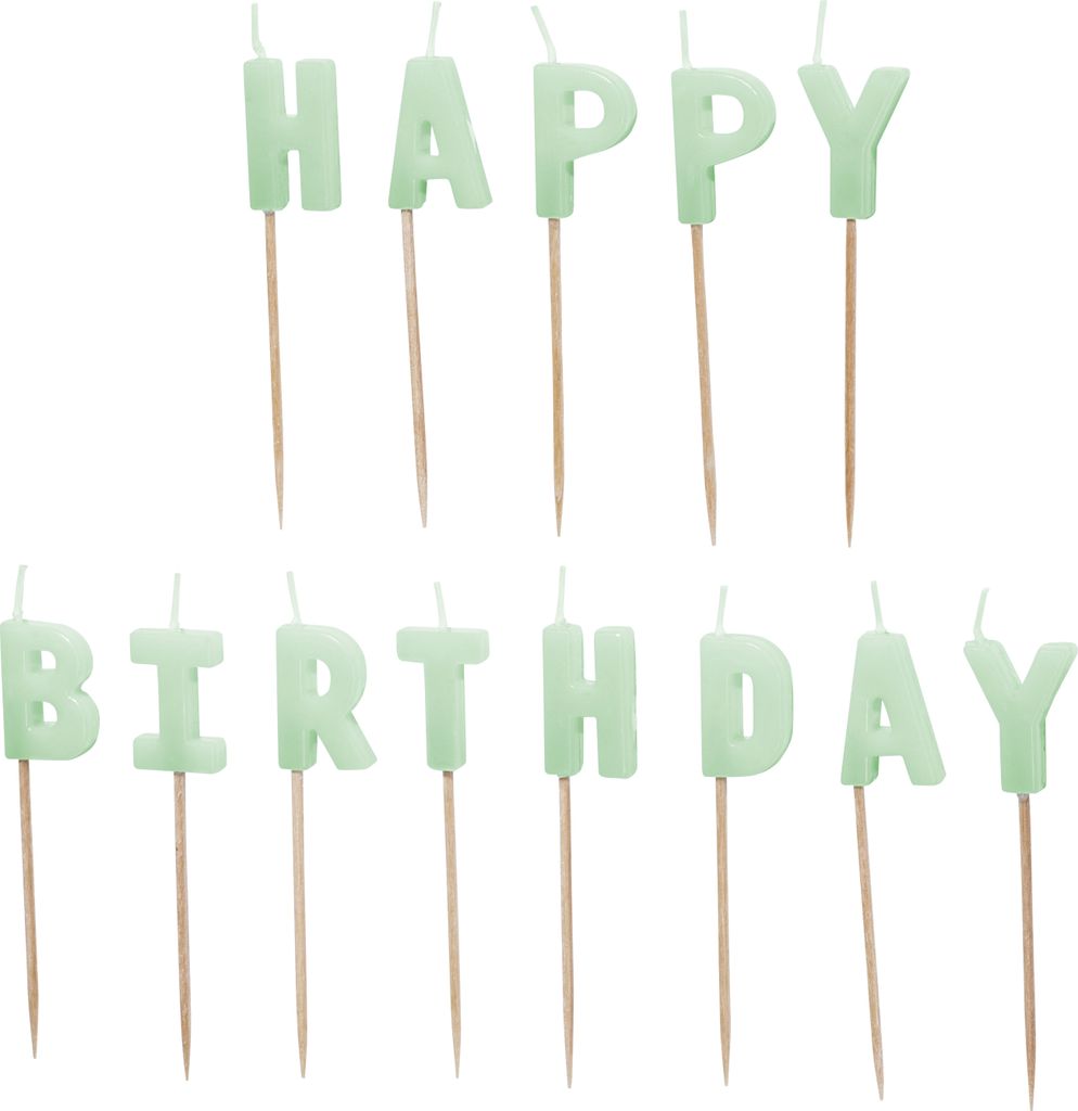 Geburtstagskerzen Happy Birthday 2,5cm Grün