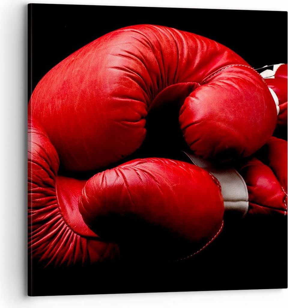 Bild auf Leinwand - Leinwandbild - Sport Handschuhe Leder Wettkampf - 70x70cm - Wand Bild - Wanddeko - Leinwanddruck - Bilder - Kunstdruck - Wandde...