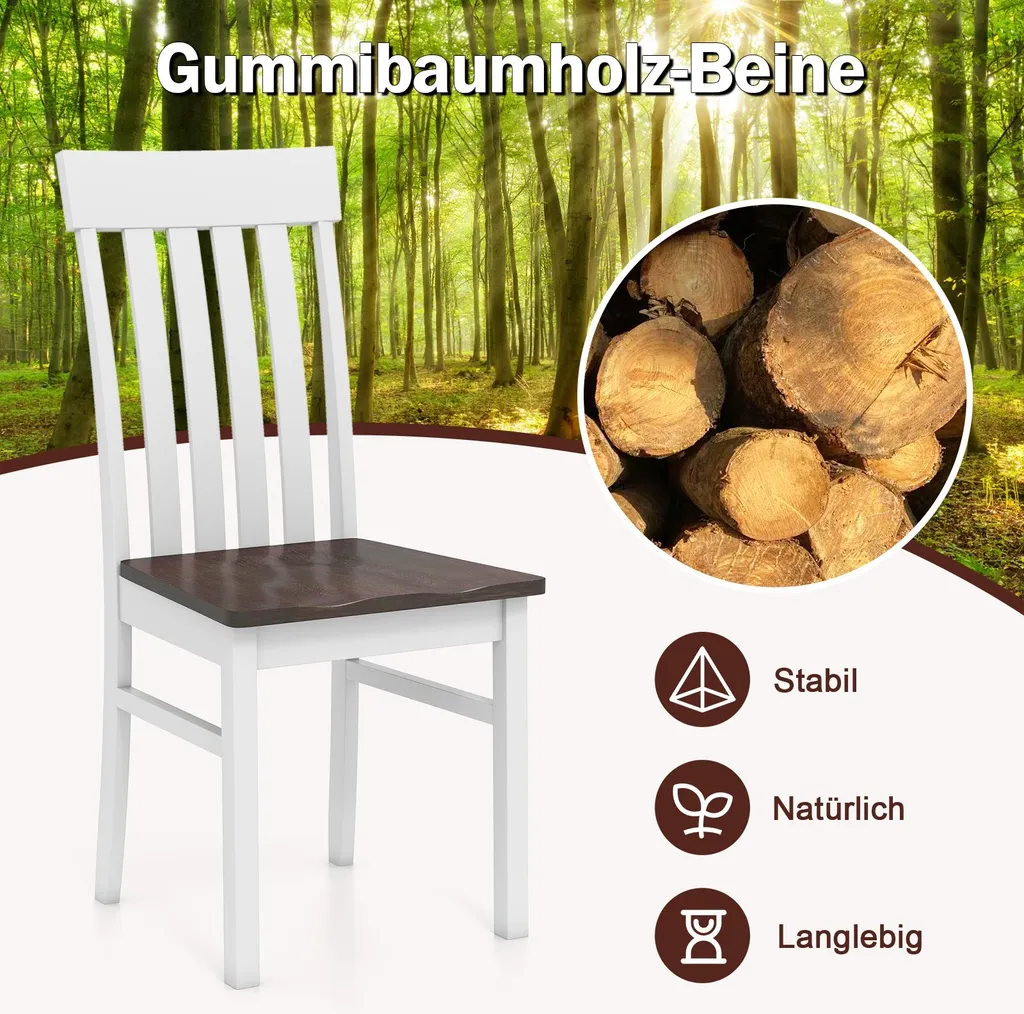COSTWAY Set 2 Sedie Cucina Noce - Design Ergonomico Legno - 5