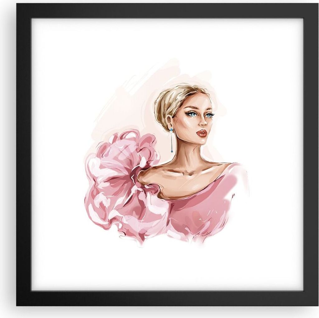Gerahmtes Poster - Schwarzer Rahmen - Frau Künstlerin Mode - 30x30 cm - Wand Bild - Wanddeko - Wandbilder - Kunstposter - Wandposter - Bilderrahme...