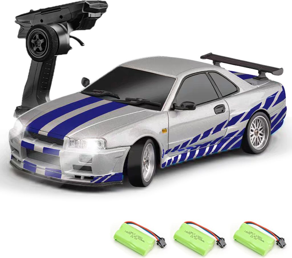 Ferngesteuertes Auto, 2,4 GHz elektrisches Driftfahrzeug-Spielzeug mit Gyroskop, LED-Leuchten, Geschenke fuer Kinder, Jungen und Maedchen