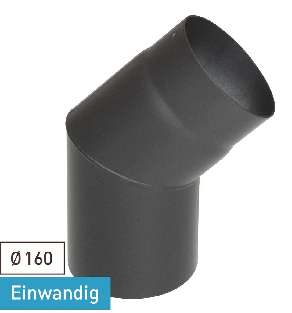 Raik Basic Rauchrohrbogen 160mm gussgrau 45° ohne Tür für Rauchrohr / Ofenrohr