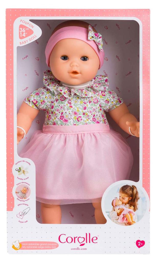 Corolle Babypuppe mit Blumen - Große Puppe 36cm - Spielzeugpuppe
