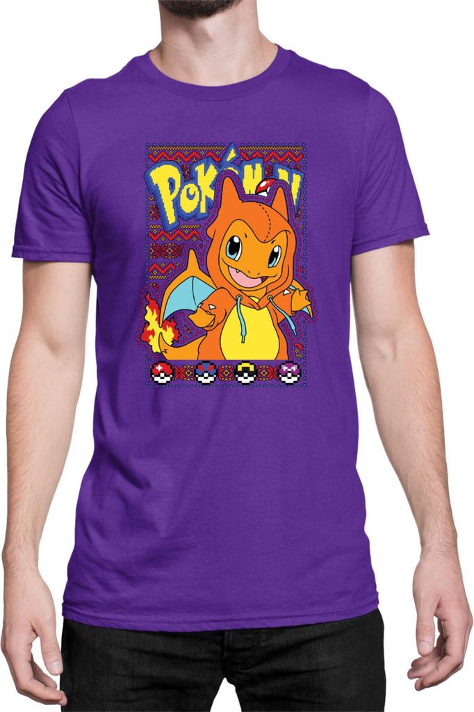 Herren T-Shirt Japan Manga Anime Comics Pokemon 021, Man M / Lila